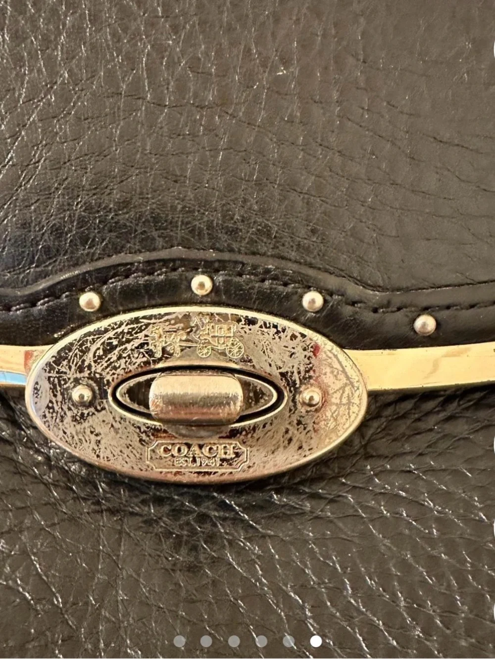 Coach Black Leather Shoulder Bag with Gold Hardware